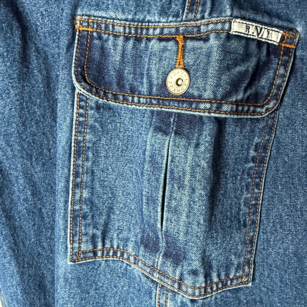 RVT Cargo Maxi Skirt Blue Denim Jean Vintage 5/6 A Line Pockets Y2K Style - Picture 3 of 6